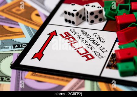 Jeu de société Monopoly de langue espagnole Banque D'Images