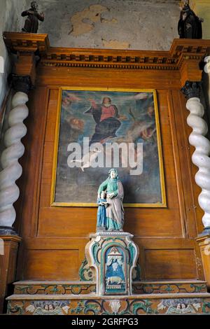 France, haute Saône, selles, Assomption de notre Dame, église du XIIe siècle, reconstruite en 1828, statue de Sainte Anne et Marie Banque D'Images