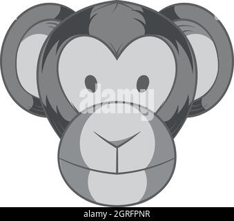 Visage de singe, icône style monochrome noir Illustration de Vecteur