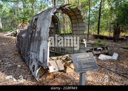 L'épave de l'bombardier de Beaufort qui s'est écrasé a atterri près de Higgins Field, en 1945. Bamaga, Queensland, Australie Banque D'Images