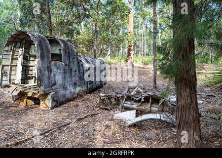 L'épave de l'bombardier de Beaufort qui s'est écrasé a atterri près de Higgins Field, en 1945. Bamaga, Queensland, Australie Banque D'Images