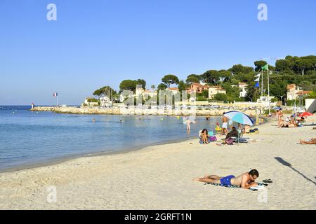 France, Alpes-Maritimes, Antibes, Plage de Ponteil Banque D'Images