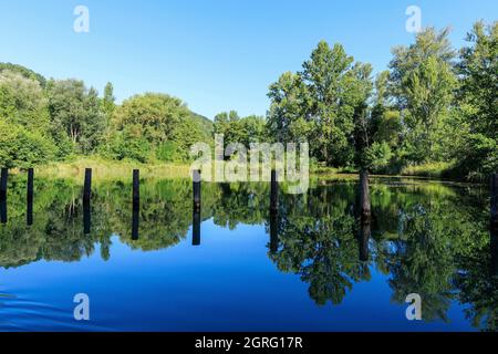 France, Savoie, entre Conjux et Chindrieux, canal de Savières Banque D'Images