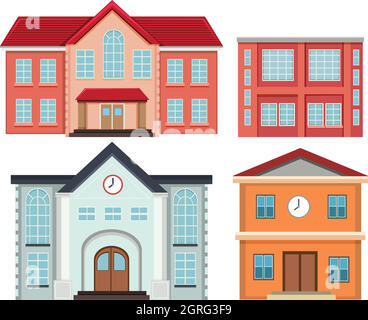 Ensemble de bâtiments extérieurs Illustration de Vecteur