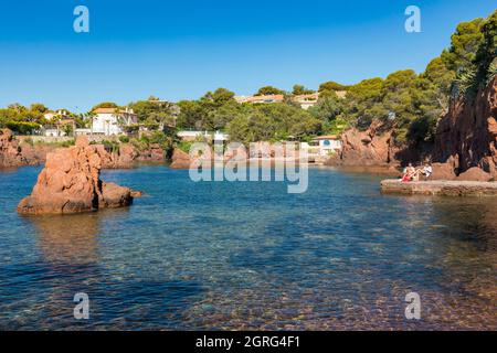 France, Var, Corniche de l'Esterel ou corniche d'Or, Saint Raphaël, Agay, Calanque des Anglais Banque D'Images