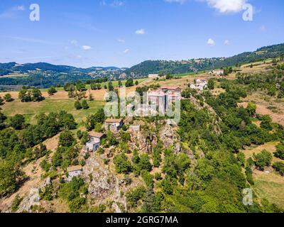 France, haute Loire, Saint Didier d'Allier, vallée de l'Allier (vue aérienne) Banque D'Images