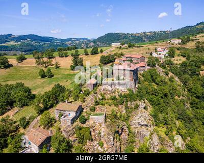 France, haute Loire, Saint Didier d'Allier, vallée de l'Allier (vue aérienne) Banque D'Images