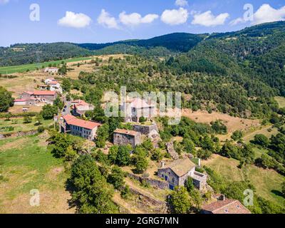 France, haute Loire, Saint Didier d'Allier, vallée de l'Allier (vue aérienne) Banque D'Images