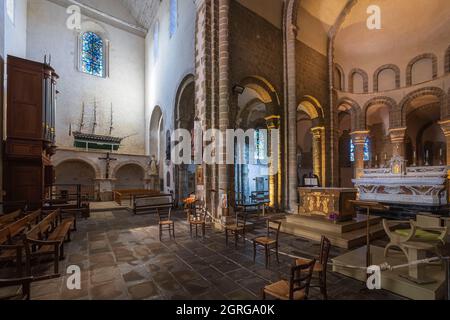 France, Morbihan, Golfe du Morbihan, péninsule de Rhuys, Saint-Gildas-de-Rhuys, Abbaye de Saint-Gildas de Rhuys Banque D'Images