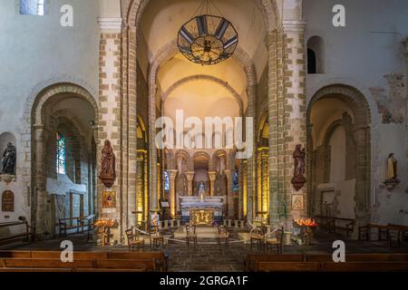 France, Morbihan, Golfe du Morbihan, péninsule de Rhuys, Saint-Gildas-de-Rhuys, Abbaye de Saint-Gildas de Rhuys Banque D'Images