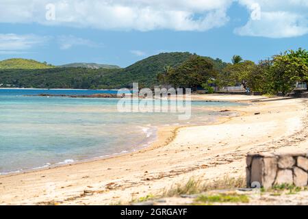 Plage de sable à arbres, Victoria Parade, Thursday Island, Torres Straits, Queensland Australie Banque D'Images