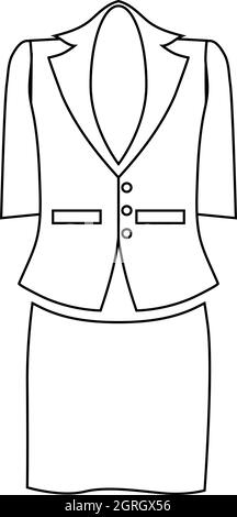 Mesdames costume pour les femmes d'affaires, l'icône de style contour Illustration de Vecteur