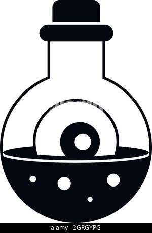 Bouteille avec potion et icône de l'oeil, le style simple Illustration de Vecteur