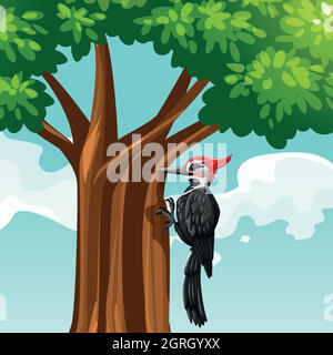 Sur l'arbre pic Illustration de Vecteur