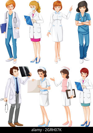 Médecins et infirmières Illustration de Vecteur