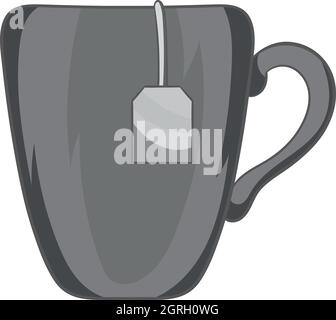Sachet de tasse en céramique avec l'icône de l'étiquette Illustration de Vecteur