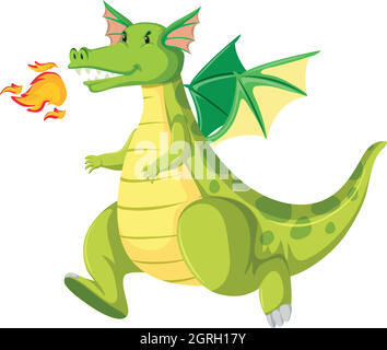 Feu respirant dragon vert Illustration de Vecteur