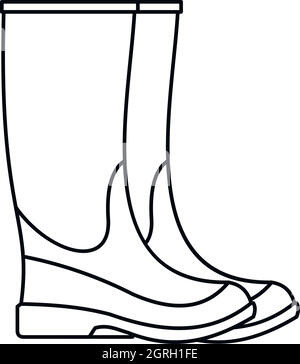 Des bottes en caoutchouc, l'icône de style contour Illustration de Vecteur