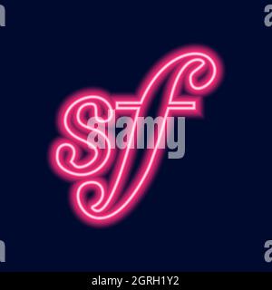 Panneaux musicaux Neon Vector Icons Set. Comédie musicale Clef, Down Beat, sforzando, forte, signes de piano. Illustration de Vecteur