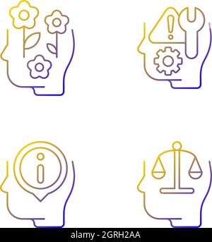 Ensemble d'icônes vectorielles linéaires de l'état d'esprit rationnel et émotionnel Illustration de Vecteur