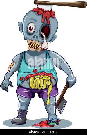 Un personnage zombie sur fond blanc Illustration de Vecteur