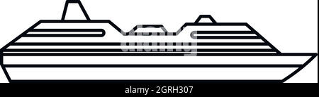 Bateau de croisière, l'icône de style contour Illustration de Vecteur