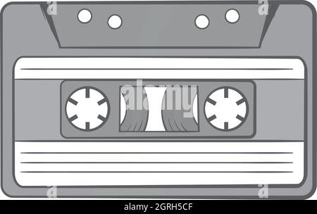 Cassette audio, l'icône de style monochrome noir Illustration de Vecteur