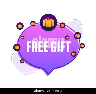 Modèle professionnel avec cadeau gratuit sur fond blanc pour la conception de bannières. Modèle métier vectoriel. Icône de la boîte cadeau. Illustration de Vecteur