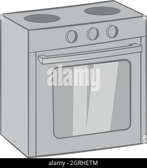 Cuisinière à gaz, l'icône de style monochrome noir Illustration de Vecteur