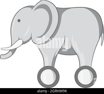 L'icône de l'éléphant jouet sur roulettes Illustration de Vecteur