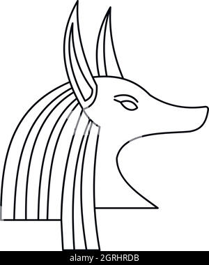 Chef du dieu égyptien Anubis, icône de style contour Illustration de Vecteur