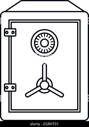 Coffre-fort de banque en métal style du contour, icône Illustration de Vecteur