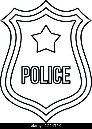 La protection de la police, icône de badge style contour Illustration de Vecteur