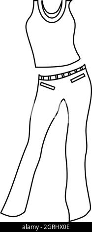 Tailleur-pantalon femme, icône de style contour Illustration de Vecteur