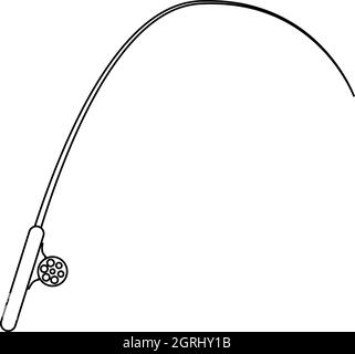 Canne à pêche, l'icône de style contour Illustration de Vecteur