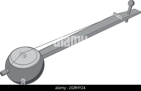 L'icône de sitar, style monochrome noir Illustration de Vecteur