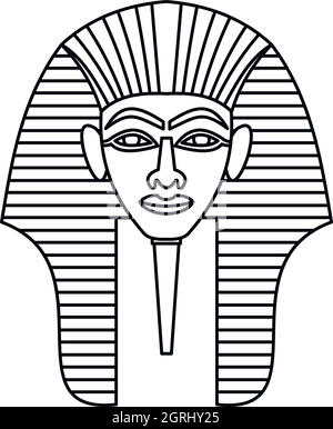 Pharaons égyptiens, l'icône de masque de style contour Illustration de Vecteur