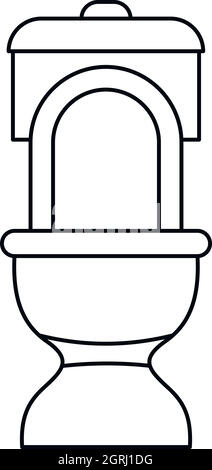 La cuvette des toilettes, l'icône de style contour Illustration de Vecteur