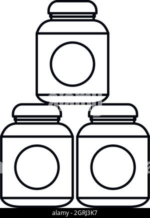 Les conteneurs sur la nutrition sportive, l'icône de style contour Illustration de Vecteur