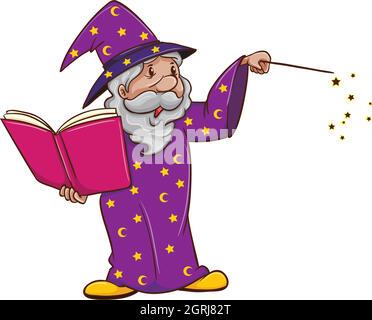 Une sorcière utilisant un sort Illustration de Vecteur