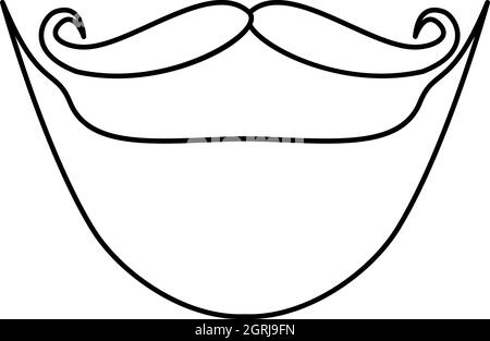 Barbe et moustache, icône de style contour Illustration de Vecteur