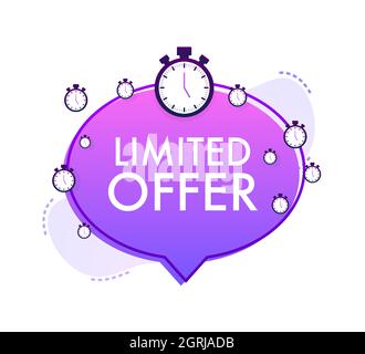Étiquettes d'offre limitée. Logo du compte à rebours du réveil. Badge d'offre à durée limitée. Illustration vectorielle. Illustration de Vecteur