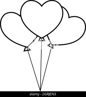 Trois Coeurs style du contour, icône Illustration de Vecteur