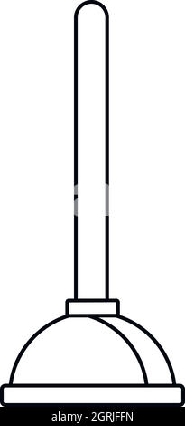 L'icône du plongeur toilettes style du contour, Illustration de Vecteur