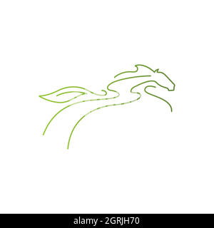 Logo abstrait de l'illustration de la ligne de cheval dessin de l'art de ligne cheval logo moderne symbole vectoriel icône illustration design Illustration de Vecteur