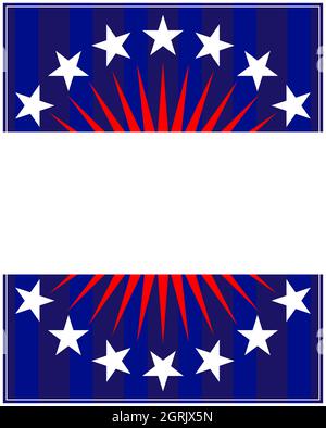 Drapeau américain abstrait rayons avec étoiles cadre rétro arrière-plan avec espace vide pour le texte. Illustration de Vecteur