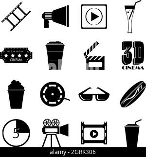 Articles film icons set, le style simple Illustration de Vecteur