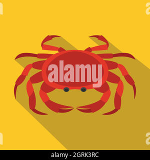 Gros crabe rouge, icône de style plat Illustration de Vecteur