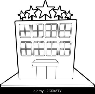 L'hôtel cinq étoiles, l'icône de style contour Illustration de Vecteur