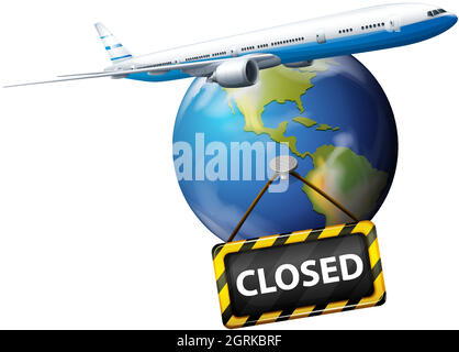 Affiche pour le thème du coronavirus avec le monde fermé Illustration de Vecteur